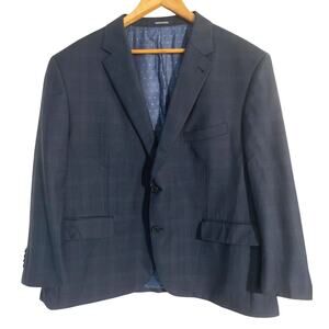 Jos A Bank 1905 blazer sport coat men’s size 48S navy plaid tailored 100% wool